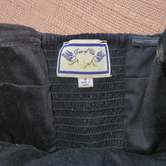 Two of Us for Anthropologie Black Embroidered  Strapless Top - Picture 3 of 4